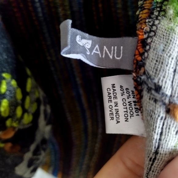ANU Bohemian Art to Wear Shawl Wool Blend Embroidered Gypsy Open Coat Jacket S/M - Picture 7 of 9